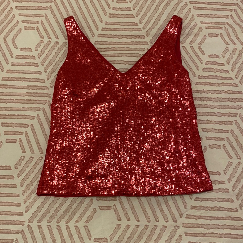 Banana Republic Pink Silk Sequin Tank Top
